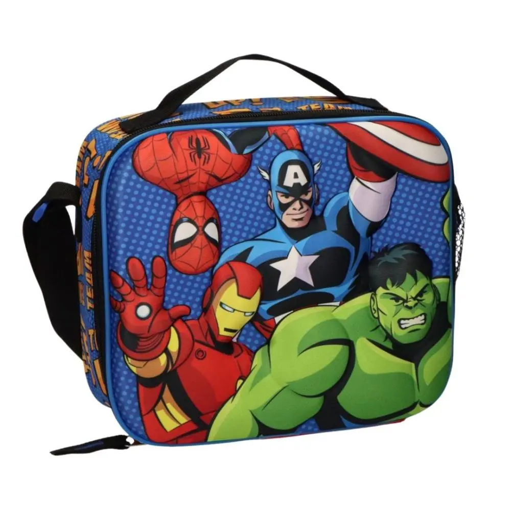 Avengers – Lancheira Azul Com Desenho 3D Dos Icónicos Homem-Aranha, Capitão América, Homem de Ferro e Hulk