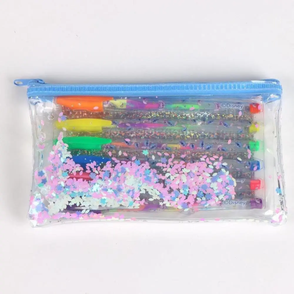 Lilo & Stitch - Conjunto de 6 Esferográficas de Gel Glitter Brilhantes C/ Estojo