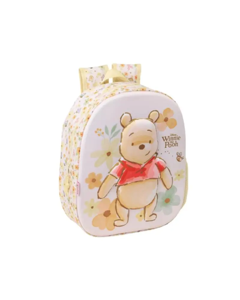 Winnie the Pooh - Mochila Infantil 3D Amarela C/ Flores