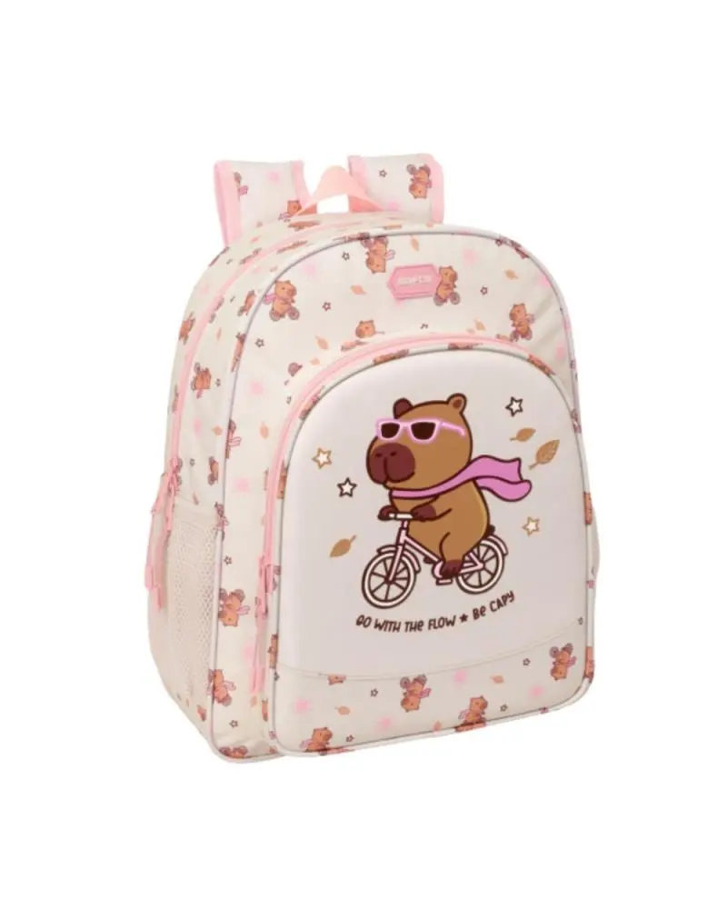 Safta - Capivaras - Mochila Escolar de Capivara c/ Bicicleta e Capa